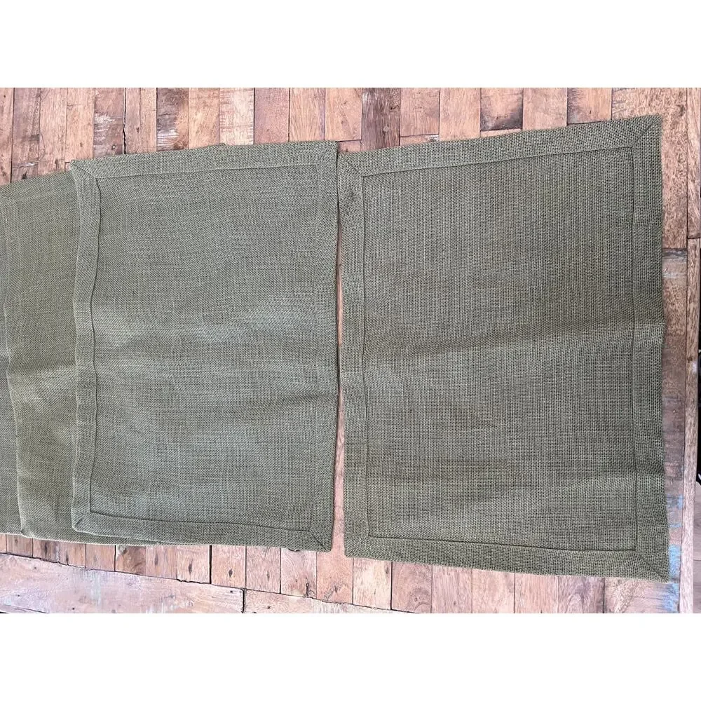 Olive Green Textured Burlap Jute Placemats Set of 4 20